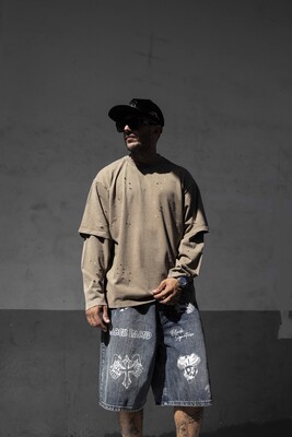 Black Island - Double Layers Khaki Sweatshirt 1915 (1)