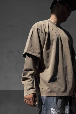 Double Layers Khaki Sweatshirt 1915 - Thumbnail (2)