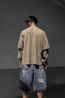Double Layers Khaki Sweatshirt 1915 - Thumbnail (3)