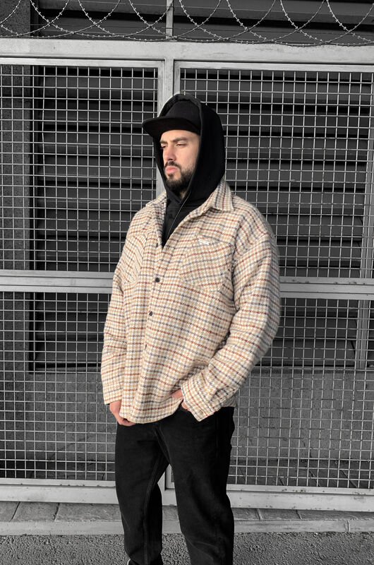 Black Island - FLANNEL SHIRT BEIGE 15368 (1)