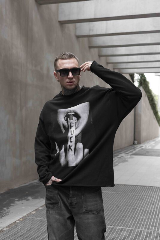 Fuck Printed Black Sweatshirt 1316 (3)