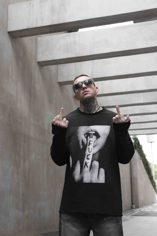 Fuck Printed Black Sweatshirt 1316 (1)