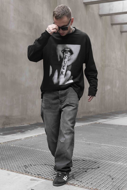 Fuck Printed Black Sweatshirt 1316 (5)