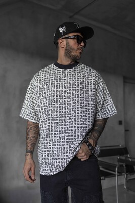 Full Print Statement White T-shirt 1841 - Thumbnail (2)