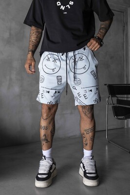 Black Island - Full Printed Shorts Babyblue 1263