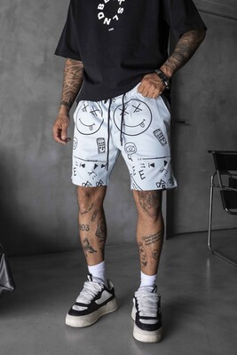 Black Island - Full Printed Shorts Babyblue 1263 (1)