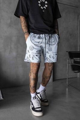 Full Printed Shorts Babyblue 1263 - Thumbnail (2)
