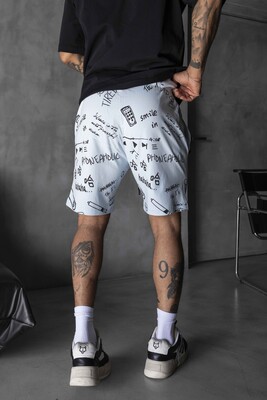 Full Printed Shorts Babyblue 1263 - Thumbnail (3)