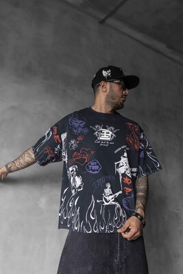 Full Printed T-shirts Black 1880 - Thumbnail (2)