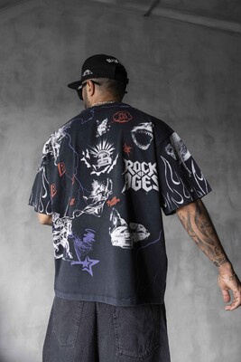 Full Printed T-shirts Black 1880 - Thumbnail (3)