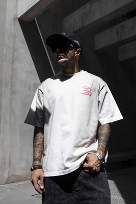 Black Island - Graffiti Print Oversized Washed White T-Shirt 1860 (1)