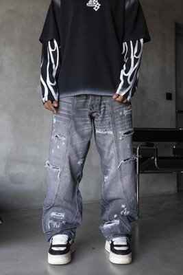 Black Island - Gray Baggy Jeans 17283