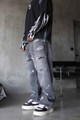Gray Baggy Jeans 17283 - Thumbnail (2)