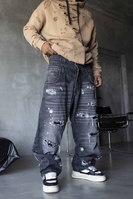 Gray Baggy Jeans 17284 - Thumbnail (2)