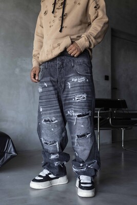 Black Island - Gray Baggy Jeans 17284