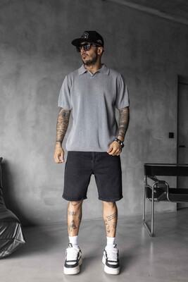 Black Island - GRAY POLO COLLAR KNITWEAR 2624