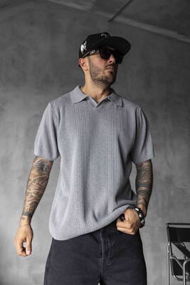 Black Island - GRAY POLO COLLAR KNITWEAR 2624 (1)