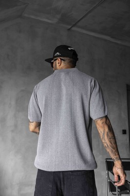 GRAY POLO COLLAR KNITWEAR 2624 - Thumbnail (3)