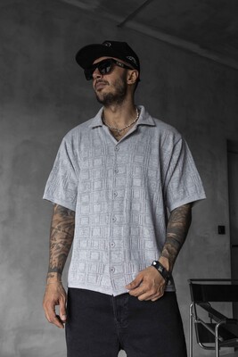GRAY POLO COLLAR KNITWEAR 2632 - Thumbnail (2)
