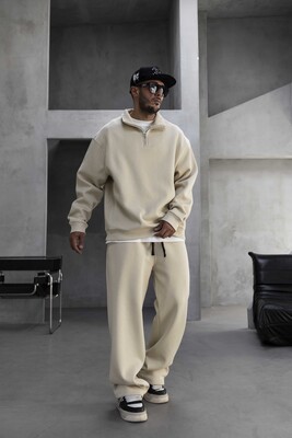 Black Island - Half Zip Relaxed Fit Beige Tracksuit 1947-60 (1)