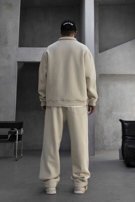 Half Zip Relaxed Fit Beige Tracksuit 1947-60 - Thumbnail (3)