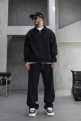 Black Island - Half Zip Relaxed Fit Black Tracksuit 1947-60