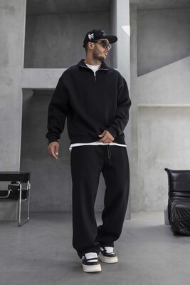 Black Island - Half Zip Relaxed Fit Black Tracksuit 1947-60 (1)