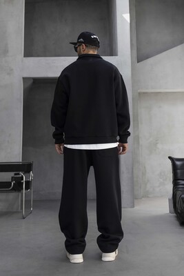 Half Zip Relaxed Fit Black Tracksuit 1947-60 - Thumbnail (3)