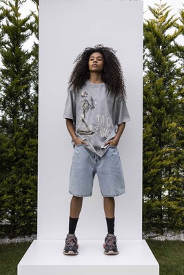 Black Island - IN GOD WE TRUST PRINTED WASHED T-SHIRT GRAY 1846