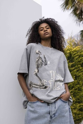 Black Island - IN GOD WE TRUST PRINTED WASHED T-SHIRT GRAY 1846 (1)