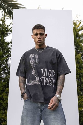 Black Island - IN GOD WE TRUST PRINTED WASHED T-SHIRT ANTRA 1846