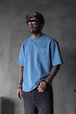 Black Island - ISL PRINTED WASHED T-SHIRT BLUE 1805 (1)
