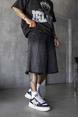 Jacquard Denim Short Black 17196 - Thumbnail (2)
