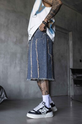 Jacquard Denim Short Blue 17193 - Thumbnail (2)