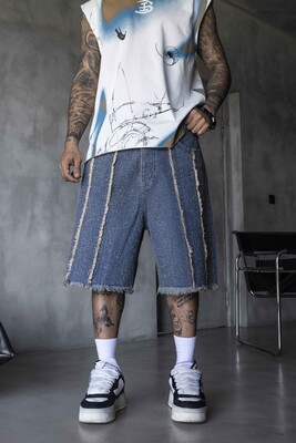 Black Island - Jacquard Denim Short Blue 17193