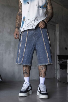 Black Island - Jacquard Denim Short Blue 17193 (1)