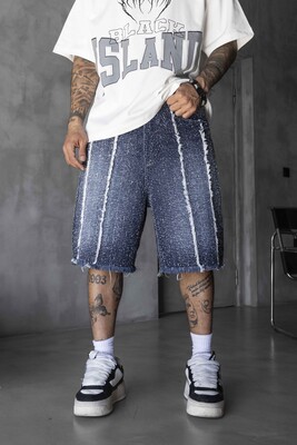 Black Island - Jacquard Denim Short Blue 17197