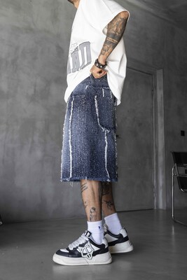 Black Island - Jacquard Denim Short Blue 17197 (1)
