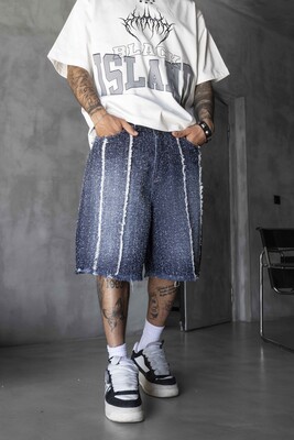 Jacquard Denim Short Blue 17197 - Thumbnail (2)