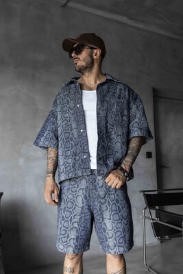 Black Island - Jacquard Patterned Blue Jacket 17238 (1)