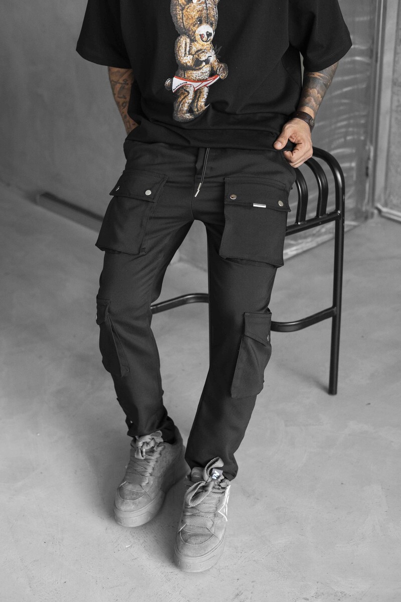 Black khaki jogger pants online