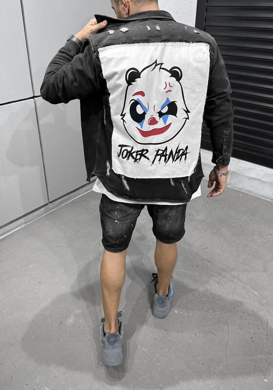 Joker Panda Printed Denim Shirt Black 16372 (1)