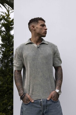 KHAKI POLO COLLAR KNITWEAR KRN1004 - Thumbnail (3)