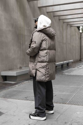 Long Coat Assymetric Zip Jacket 7001 - Thumbnail