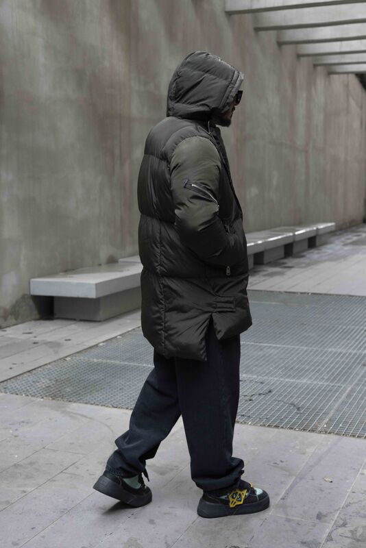 Long Coat Assymetric Khaki Zip Jacket 7001 (2)