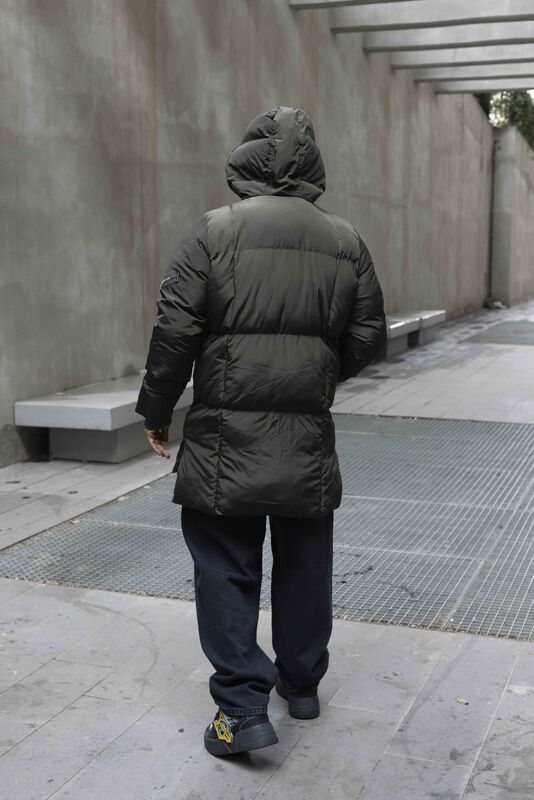 Long Coat Assymetric Khaki Zip Jacket 7001 (3)