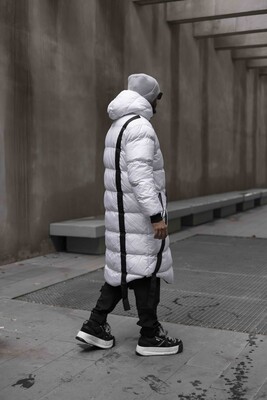 long puffer white coat 5014 - Thumbnail