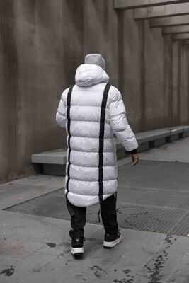 long puffer white coat 5014 - Thumbnail