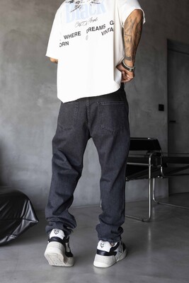 Loose Fit Dark Gray Jeans 17291 - Thumbnail (2)