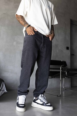 Loose Fit Dark Gray Jeans 17291 - Thumbnail (3)